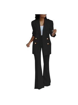  Beige Womens Pants Suits Dressy Casual 2 Piece Solid Suits Set  for Women Long Sleeve Pant Suit Set Custom Size : Clothing, Shoes & Jewelry