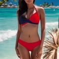 thumbnail image 1 of Women’s Two Piece Swimsuit Solid Color Bikini Set Push Up Top With High Waist Bottoms, S, Red, 1 of 4