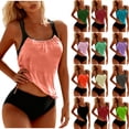 thumbnail image 1 of Women's Two Piece Tankini Swimsuit Ruched Drawstring Bathing Suits with High Waisted Bottom Summer Swimwear, 1 of 6