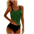 thumbnail image 1 of Women's Two Piece Tankini Swimsuit Ruched Drawstring Bathing Suits with High Waisted Bottom Summer Swimwear, 1 of 6