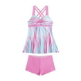 thumbnail image 1 of Women's Two-Piece Tankini Swimsuit Set with Crisscross Straps and Boyshorts, Pink and Blue, Comfortable and Stylish, 1 of 4