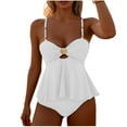 thumbnail image 1 of Women's Two Piece Tankini Swimsuits with Bottoms, Cut Out Ruffle Tops Full Coverage Bathing Suit for Swimming Beach Vacation Bikini Sets, 1 of 1