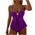 thumbnail image 1 of Women's Two Piece Tankini Swimsuits with Bottoms, Cut Out Ruffle Tops Full Coverage Bathing Suit for Swimming Beach Vacation Bikini Sets, 1 of 1