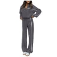 thumbnail image 1 of Women's Two Piece Tracksuit Fall 2024 Long Sleeved Zip Up Sweatshirt Pant Suit Jogger Tracksuit Set Womens Tuxedo plus Size Suit for Women Ladies Club Pants Clueless Jumpsuit Bridal Jumpsuits for, 1 of 4