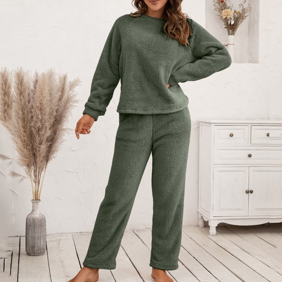 Women's Two Piece Trousers Of Pure Color Long Sleeve Winter Sweater Knitting Set Outfits Party Jumpsuits for Women Wide Leg Snow Pant Women Suite 269 Sweater And Pants for Women Insulated Overalls for