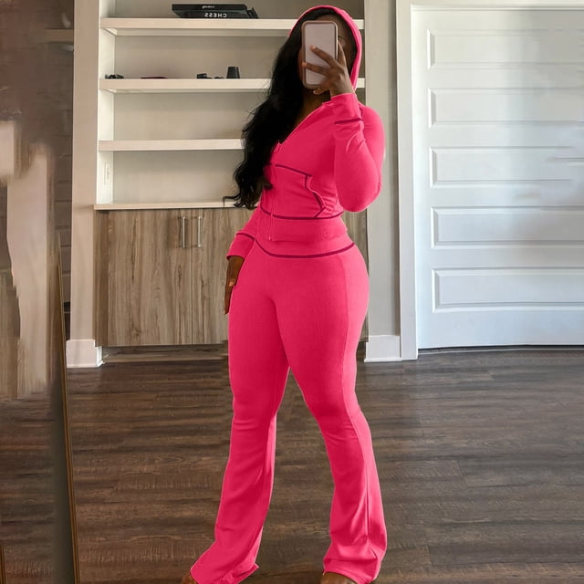 Women's Two Piece Waffle Tracksuit Set Fall Winter Oversize Workout Sport Gym Vacation Travel Casual Comfortable Lounge Long Sleeve Zipper Hoodie Jacket Sweatpants Set Sweatsuit Jogger Workout Set