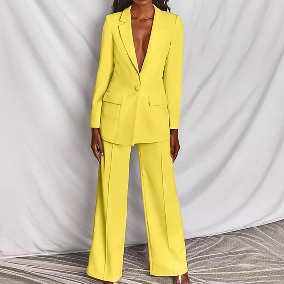 Women’s Two Pieces Blazer Women's Long Sleeve Solid Suit Pants Casual Elegant Business Suit Sets Two-piece Suit