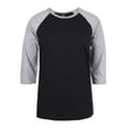 thumbnail image 1 of Women's Two Tone 3/4 Sleeve Raglan Baseball Shirt / Baseball Tee, Black/Light Heather L, 1 of 4
