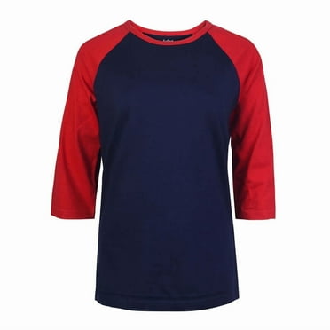 Women's Two Tone 3/4 Sleeve Raglan Baseball Shirt / Baseball Tee, Navy/Dark Red L