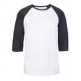 thumbnail image 1 of Women's Two Tone 3/4 Sleeve Raglan Baseball Shirt / Baseball Tee, White/Charcoal Gray S, 1 of 4