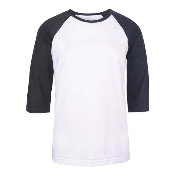 Women's Two Tone 3/4 Sleeve Raglan Baseball Shirt / Baseball Tee, White/Charcoal Gray S
