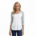 thumbnail image 1 of Women's Two Tone 3/4 Sleeve Raglan Baseball Shirt / Baseball Tee, White/Light Heather M, 1 of 6