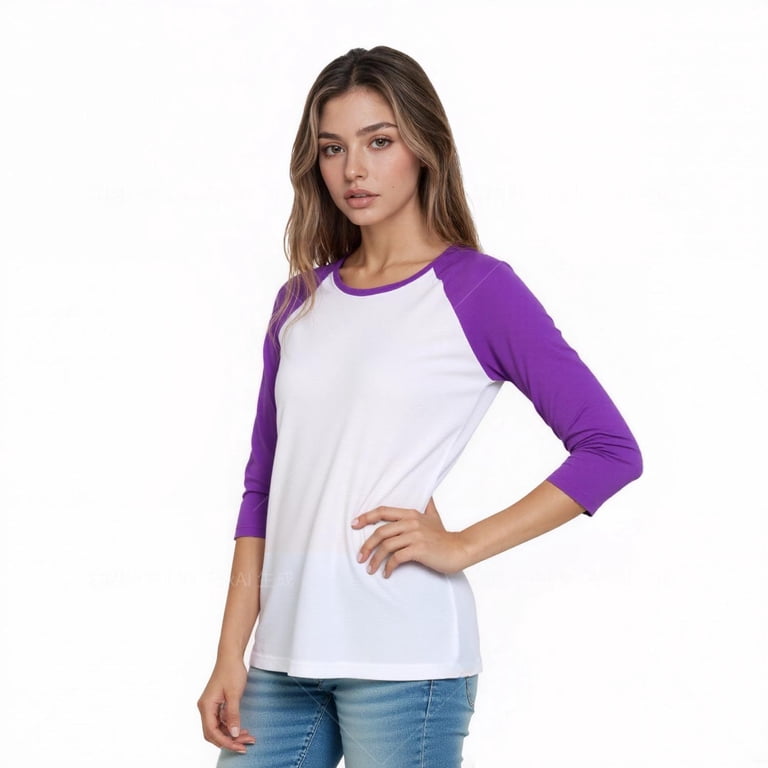 Women's Two Tone 3/4 Sleeve Raglan Baseball Shirt / Baseball Tee