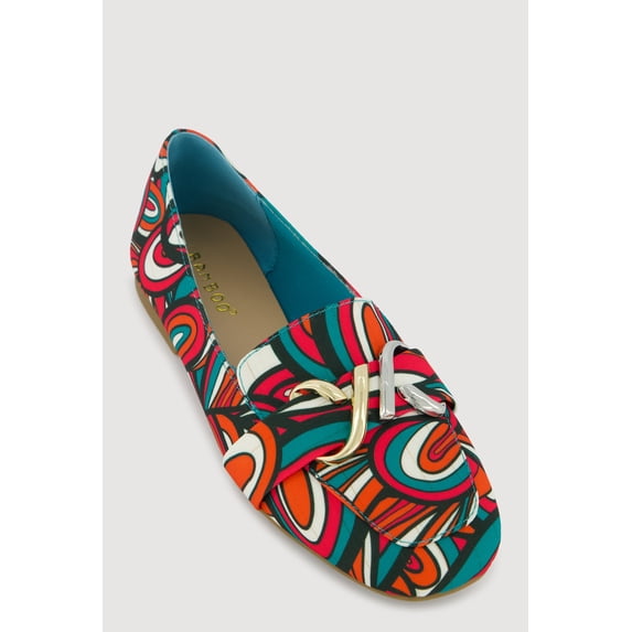 Women's Two Tone Metallic Pendant Detail Flats