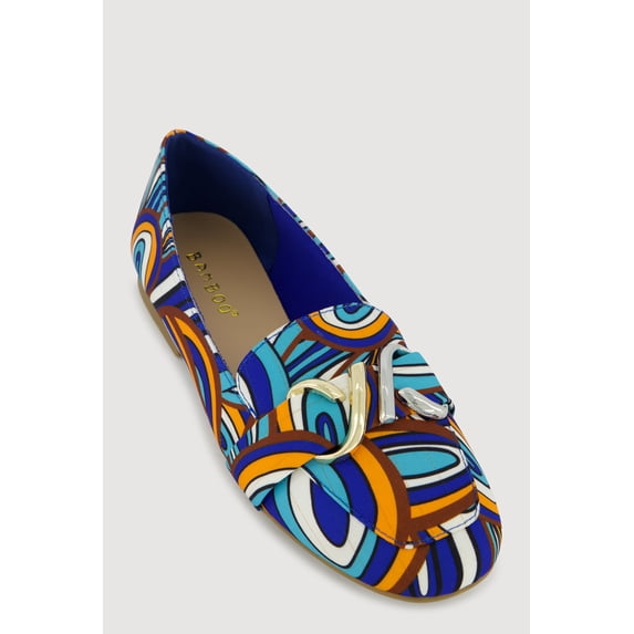 Women's Two Tone Metallic Pendant Detail Flats