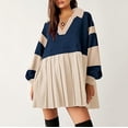 thumbnail image 1 of DailyTrove Women's Two-Tone V-Neck Mini Dress, Long Sleeve, Casual Weekend & Date Night Wear, Soft , Oversized, 1 of 6