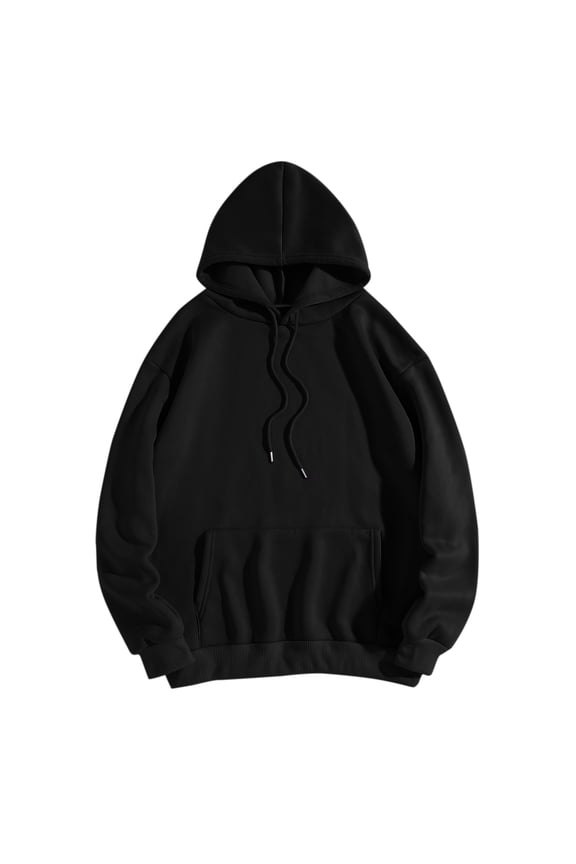 Women's Typography Print Hoodie Long Sleeve Text Pattern Drop Shoulder Drawstring Pullover Outwear
