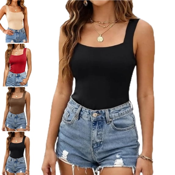 Women’s U-Neck Tank Tops with Built-In Bra,Built in Comfort Bra Tanktop,High-Stretch Slimming Shapewear Tops for Wear&Workout,Black XL