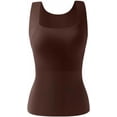 thumbnail image 1 of Women's U Neck Thermal Tank Top with Built-in Bra - Seamless Sleeveless Warm Vest, High Elasticity Slim-Fitting Base Layer for Women, 1 of 7
