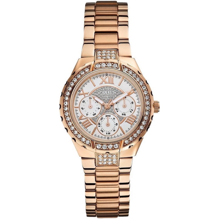 GUESS ROSE GOLD TONE,SS, ROMAN #\'S DIAL,CHRONOGRAPH CLASSIC‎ WATCH-U0450L3. GUESS® Brown and Rose Gold-Tone Leather Sport Watch main image 3