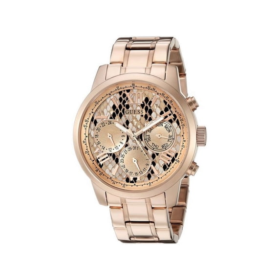 Women's U0330L16 Rose Gold-Tone Multi-Function Watch with Python Print Dial