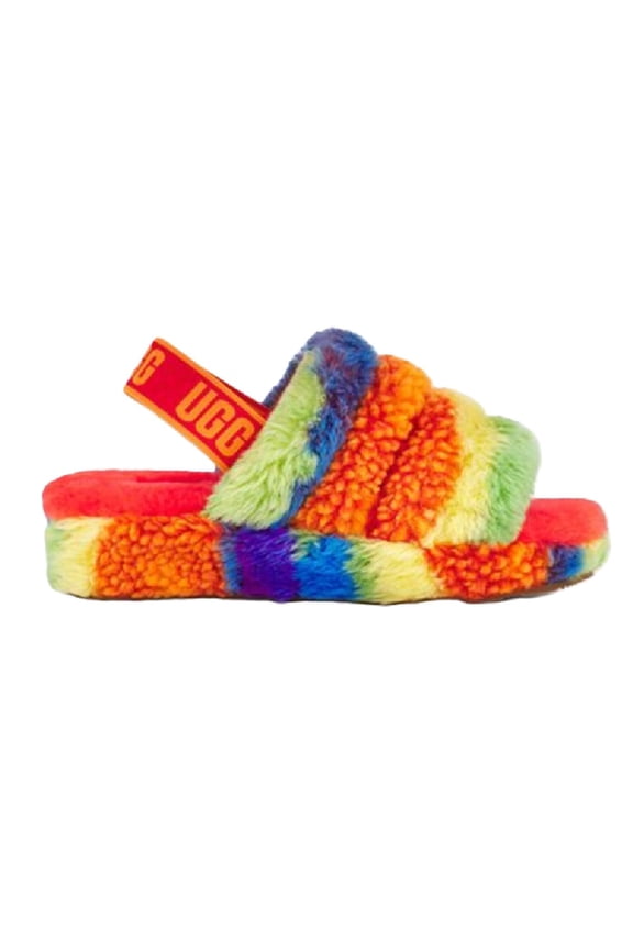 Women's UGG Fluff Yeah Slide Cali Collage Rainbow Stripes (1120002-RSTR) - 10