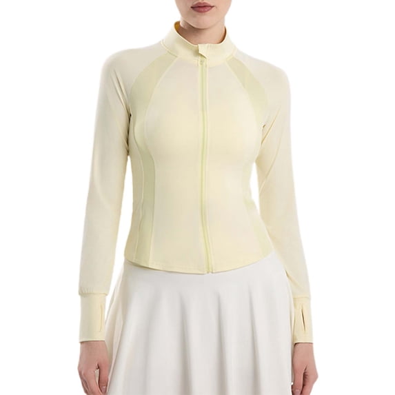 Women's UPF 50+ Lightweight Athletic Jacket Sun Protection Full Zip Long Sleeve Shirts Hiking Outdoor Pockets Yellow M