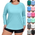thumbnail image 1 of Women's UPF 50+ Long Sleeve Rash Guard with Crew Neck and Raglan Sleeves Featuring Moisture Wicking Fabric for Swimming Surfing Hiking Fishing and Daily Casual Wear Purple XXL, 1 of 5