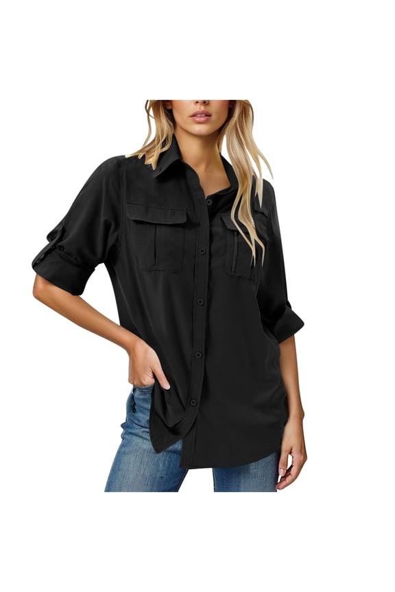 Women's UPF 50 Long Sleeve UV Sun Protection Safari Shirts Jacket Outdoor Quick Dry Fishing Hiking Travel Tops
