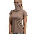 thumbnail image 1 of Women's UPF 50+ Neck Gaiter Top - Short Sleeve Loose Blouse with Face Cover for Fishing & Hiking, Casual Sun Protection Shirt, 1 of 7