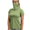 thumbnail image 1 of Women's UPF 50+ Neck Gaiter Top - Short Sleeve Loose Blouse with Face Cover for Fishing & Hiking, Casual Sun Protection Shirt, 1 of 7