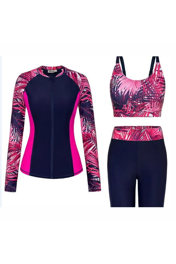 Women's UPF 50+ Rash Guard Swim Set - Short Sleeve Swimshirt with Built-In Bra & Boyshorts, Surfing & Beach Swimwear