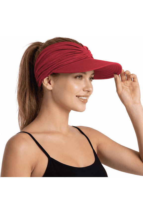 Women's UPF 50+ Sun Hats & Visors, Foldable Wide Brim Sun Protection Hats for Women, Adjustable Summer Beach Pool Outdoor Women's Sun Visor Hats