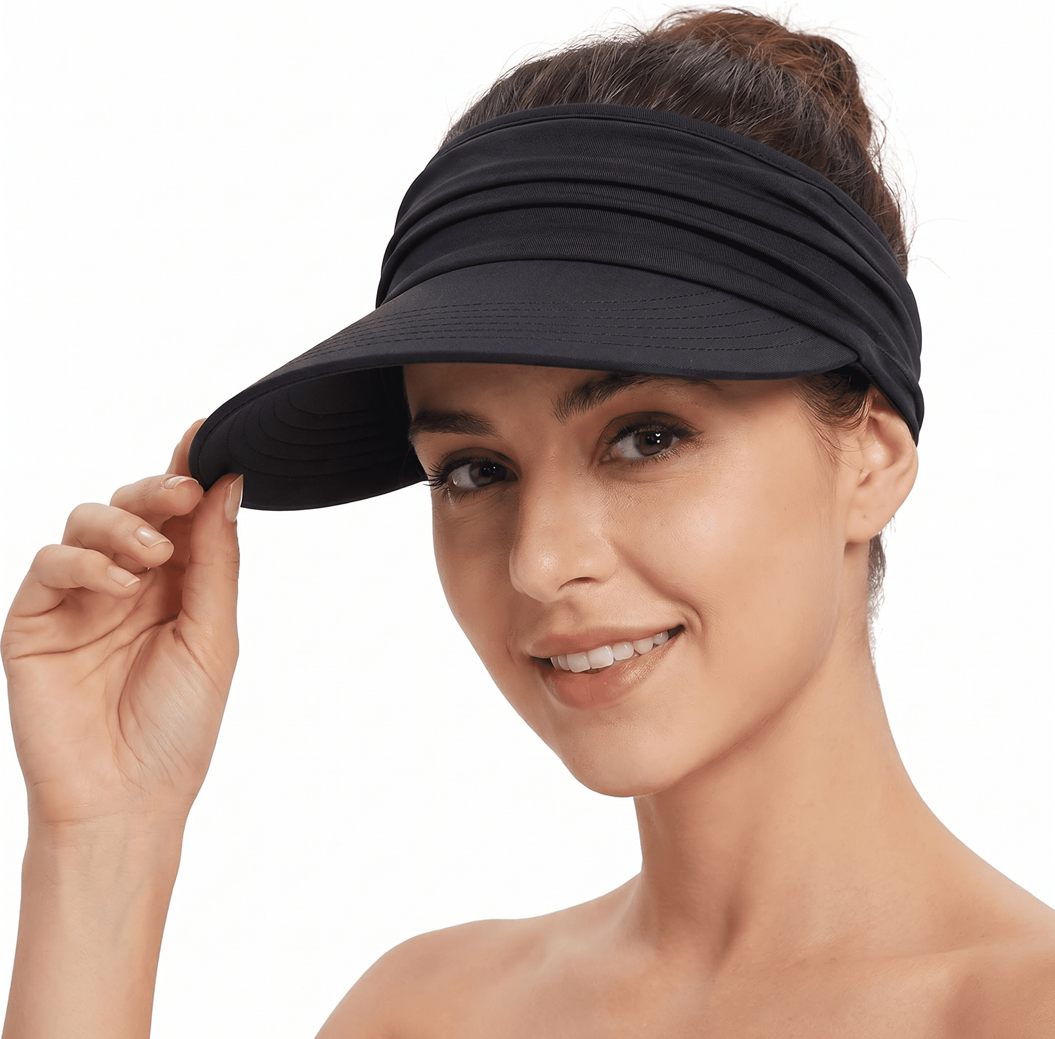 UPF 50+ Wide Brim Sport Sun Visor Hat for Women UPF50+ Wide Brim Sun Visor for Women & Driving – Hikesity main image 2