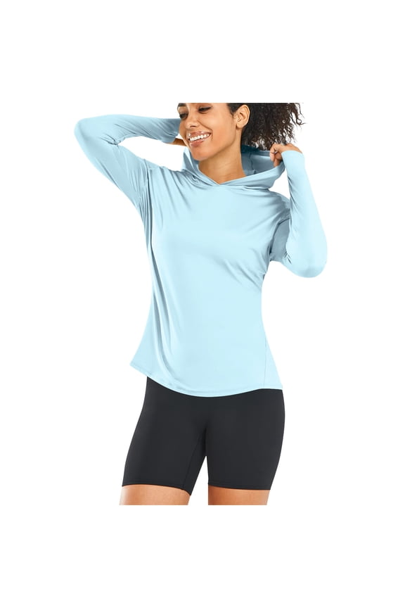 Women's UPF 50+ Sun Hoodie - Lightweight Long Sleeve Rash Guard for Hiking & Fishing, UV Protection Athletic Shirt with Cooling Tech