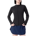 thumbnail image 1 of Women's UPF 50+ Sun Jacket Slim Fit Stand Collar Long Sleeve Stretch Shirt for Fishing & Hiking, Cropped Athletic Zip Hoodie with Thumb Holes, 1 of 4