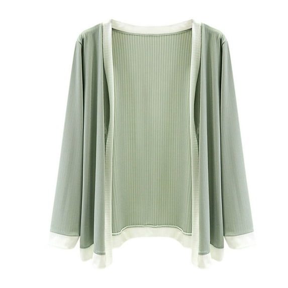 Women's UPF 50+ Sun Protection Cardigan Color Block Casual Summer Long Sleeve Open Front Sun Shirts for Outdoor Hiking