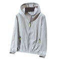 thumbnail image 1 of Women's UPF 50+ Sun Protection Hoodie Jacket Long Sleeve Athletic Running Full Zip Workout Jacket with Pockets Grey XXL, 1 of 3