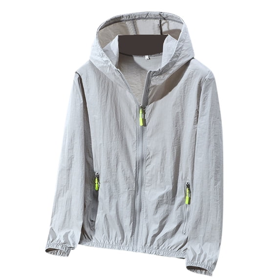 Women's UPF 50+ Sun Protection Hoodie Jacket Long Sleeve Athletic Running Full Zip Workout Jacket with Pockets Grey XXL