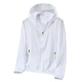 thumbnail image 1 of Women's UPF 50+ Sun Protection Hoodie Jacket Long Sleeve Athletic Running Full Zip Workout Jacket with Pockets White L, 1 of 3