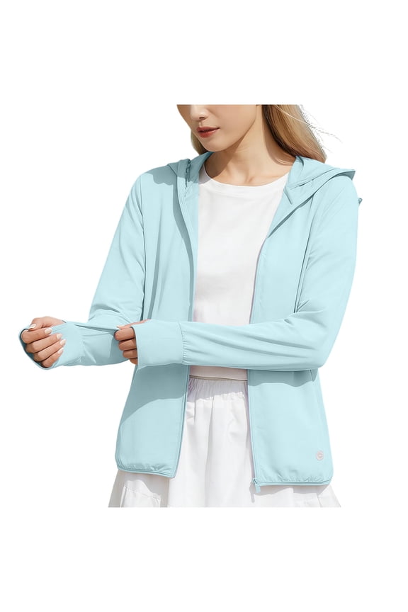 Women's UPF 50+ Sun Protection Hoodie Jacket Protective Long Sleeve Lightweight Quick Dry Hoodie Shirts Breathable Cooling Sun Protection Coat with Pockets