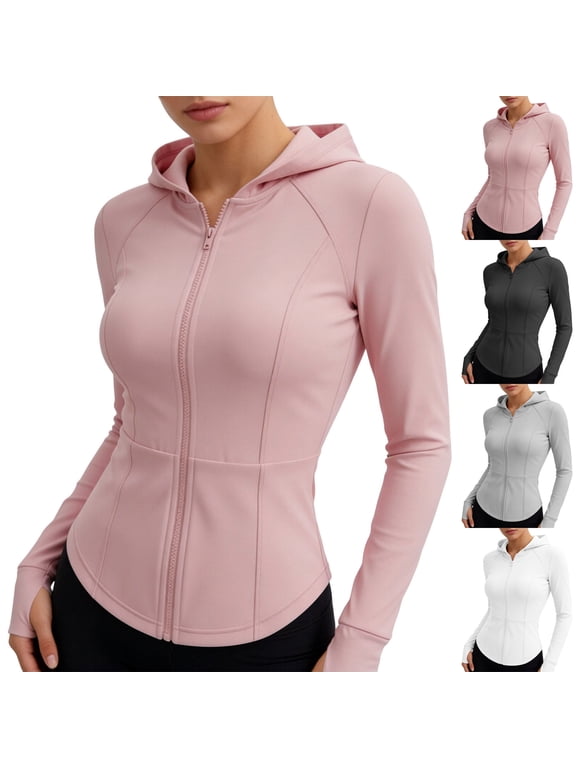 Women's UPF 50+ Sun Protection Hoodie Jacket Slim Yoga Sun Protection Top Long Sleeve Hoodless Casual Jacket