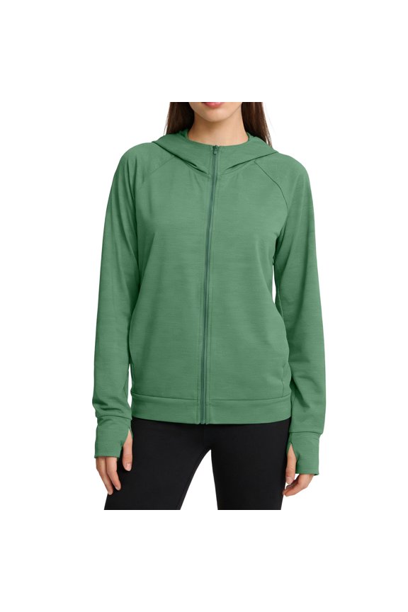 Women's UPF 50+ Sun Protection Hoodie Jackets Full Zip Long Sleeve Active Shirts Outdoor Hiking Running 3XL Green