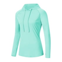 Women's UPF 50+ Sun Protection Hoodie Lightweight Long Sleeve Sun Shirt for Women with Pocket Hiking Outdoor MintGreen L