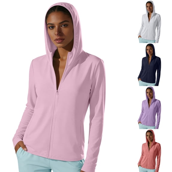 Women's UPF 50+ Sun Protection Jacket 2024 Women's Nylon Hooded Cool Breathable Sun-protective Clothing White XXXXL