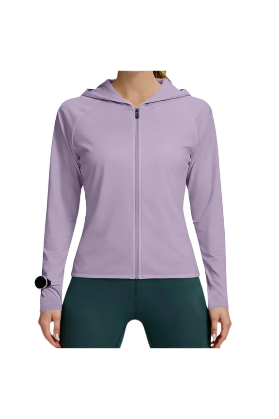 Women's UPF 50+ Sun Protection Jacket Summer Lightweight Hooded Long Sleeve Quick Dry Athletic Hiking Outdoor Jackets Purple,XL
