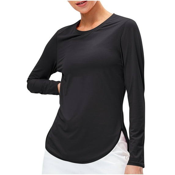Women's UPF 50+ Sun Protection Pullover Shirt Long Sleeve Round Neck Tops Quick Dry Outdoor Gym Clothing