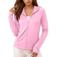 thumbnail image 1 of Women's UPF 50+ Sun Protection Rash Guard, UV SPF Long Sleeve Zip Hoodie Jacket, Lightweight Hiking Outdoor Shirts, 1 of 6