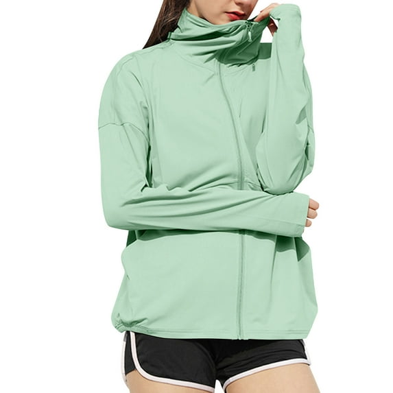 Women's UPF 50+ Sun Protection Shirts SPF Lightweight Jacket UV Cooling Hoodie Long Sleeve Full Zip Shirt for Outdoor