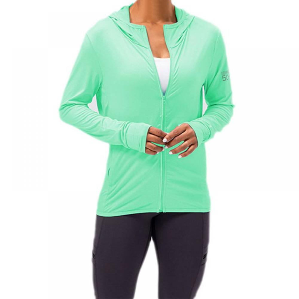 UPF 50+ UV Sun Protection Women's Clothing Zip Up Hoodie Long Sleeve Fishing  Running Hiking Jacket Outdoor Performance Shirt, Light Green, XL on OnBuy